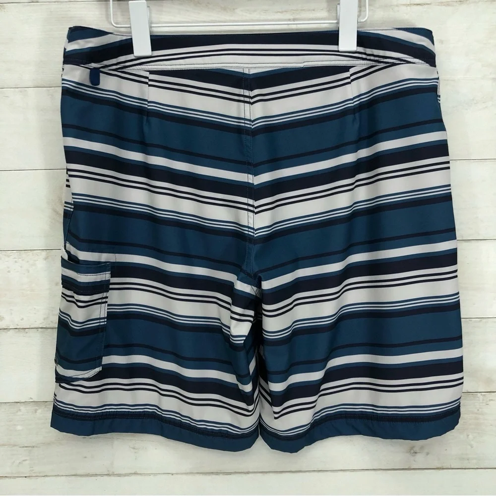 J. Crew Striped Swim Trunks Shorts • Sz 34 • Blue • EUC